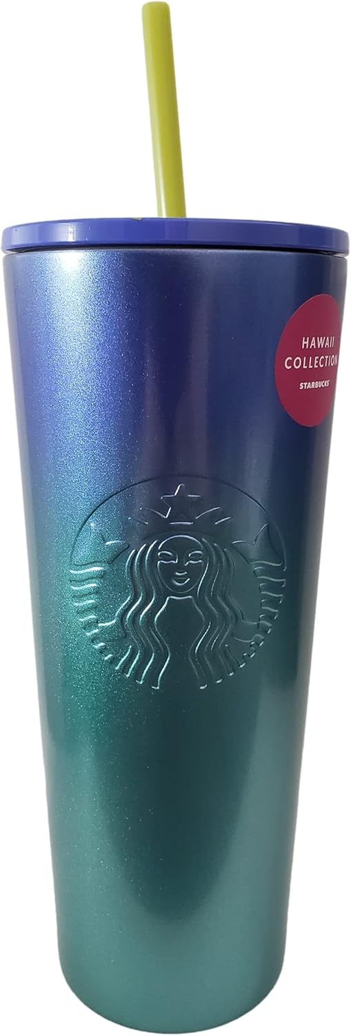 Starbucks Hawaii Collection - Vaso de acero inoxidable de 24 onzas, color azul degradado tropical