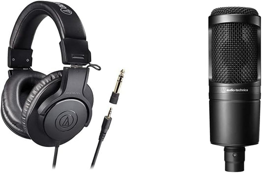 【限定】Audio Technica Professional Monitor Headphones ATH-M20x/1.6 & Audio Technica Condenser Microphone AT2020