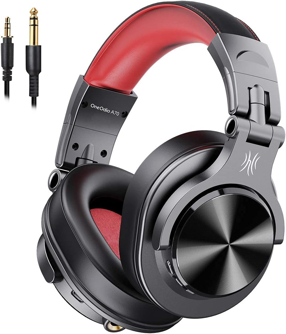 OneOdio A70 Bluetooth Headphones Over-Ear Wireless Headphones, 72 Hours Playtime, 3.5mm/6.35mm Jack Compatible, For Studio Monitoring, Mixing, DJ, Guitar Amplifier, Laptop, PC, Tablet