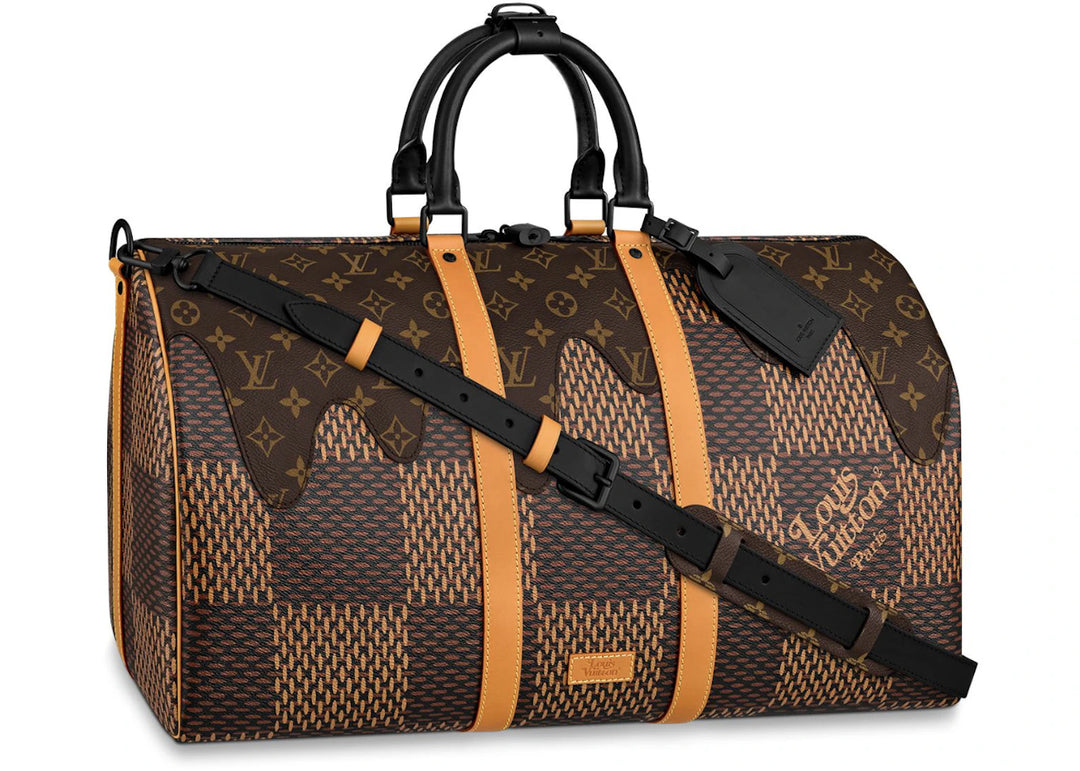 LOUIS VUITTON X NIGO KEEPALL BANDOULIERE DAMIER EBENE GIANT 50 BROWN
