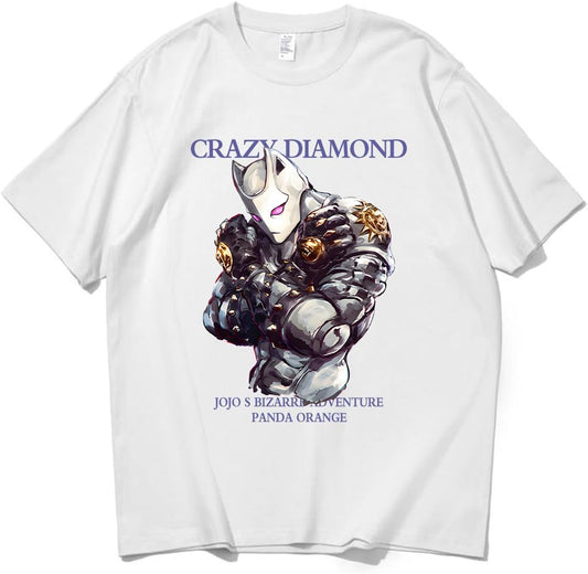 ZimyFuntoy Jojo's Bizarre Adventure Anime T-Shirt, Short Sleeve, Cotton, Unisex, Spring, Summer, Autumn, Round Neck, Disguise, Casual, Large Size, Soft, Sweat Absorbent, Quick Drying, For Work or