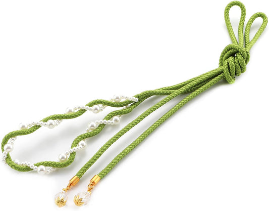 Sarasa Obi Belt Tie and Accessory for Yukata (Summer Kimono) with Pearl Beads