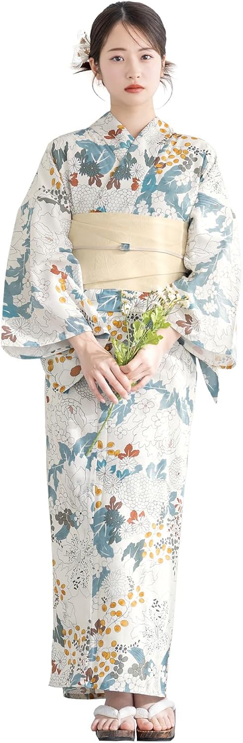 Soubien Floro Women's Yukata Set of 2 (Yukata/Half Width Obi)