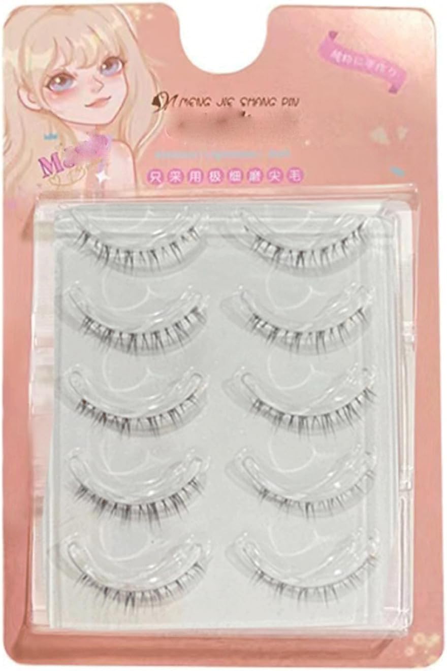 Bookwarm 5 Pairs Bottom Eyelashes, Natural Popular, Soft Core, Ultra Lightweight, Soft, Handmade, Actress Eyelashes, Cosplay Makeup, False Eyelashes, Mother's Day Gift (ZX07 Lower Eyelashes)