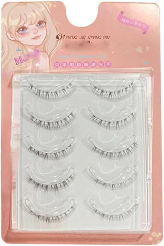Bookwarm 5 Pairs Bottom Eyelashes, Natural Popular, Soft Core, Ultra Lightweight, Soft, Handmade, Actress Eyelashes, Cosplay Makeup, False Eyelashes, Mother's Day Gift (ZX07 Lower Eyelashes)