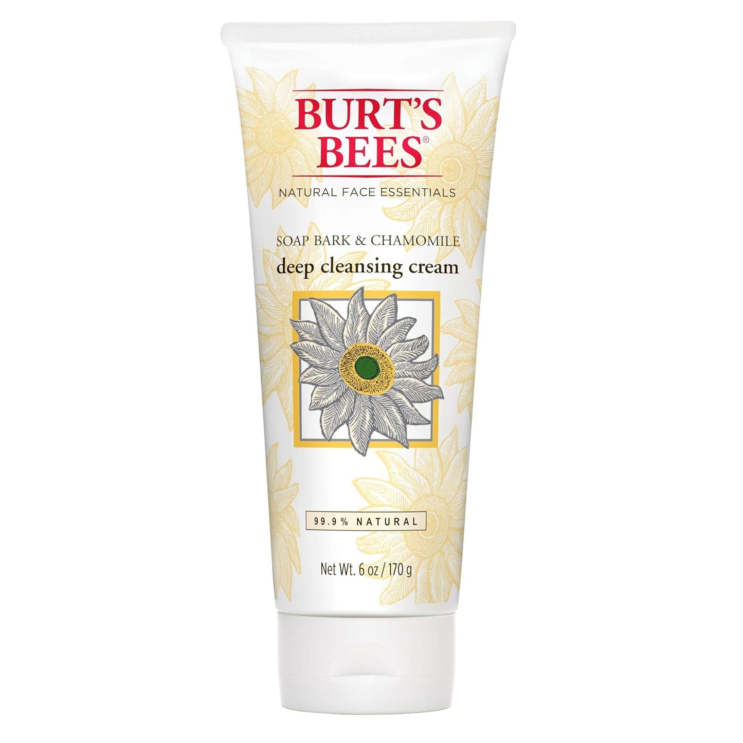 Burt's Bees Crema limpiadora profunda, corteza de jabón y manzanilla, 6 onzas (paquete de 4)