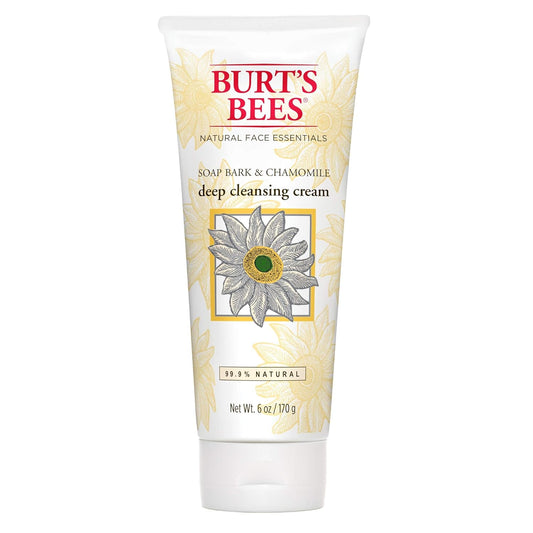 Burt's Bees Crema limpiadora profunda, corteza de jabón y manzanilla, 6 onzas (paquete de 4)