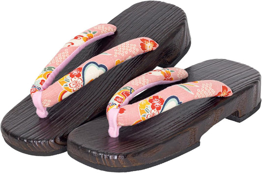 Kimono Living Clogs, Women's Cute (Natural Single Piece Paulownia Yukata Clogs), No Painting, 5 Colors to Choose from M/L
