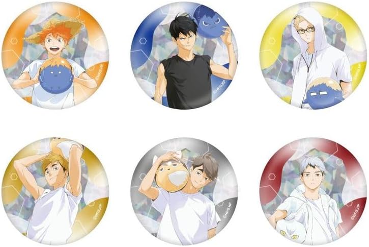Haikyuu!! Trading Hologram Can Badges Beach Ball Ver., Box of 6, Colleize Official Goods, Officially Licensed
