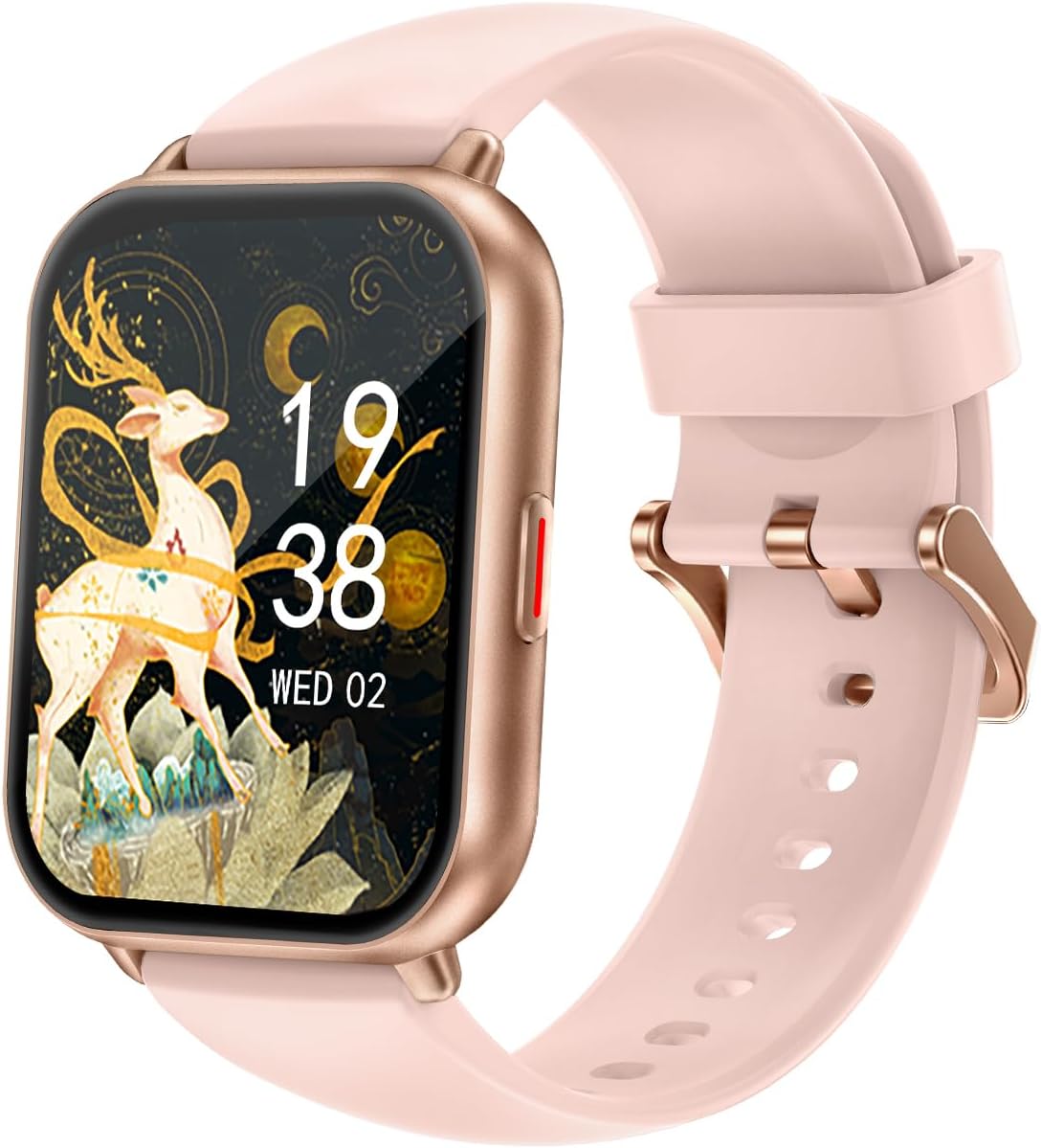 RUIMEN Smart Watch with Call Function, Women's, Smart Watch, iPhone and Android Compatible, Pedometer, Wristwatch, Incoming Call Notifications, Sleep Management, Flashlight, Weather Forecast, Music