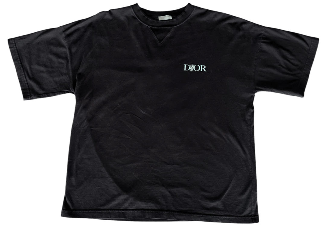 DIOR 'JARDIN FLOWER LOGO' BLACK TEE