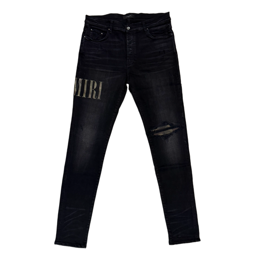 AMIRI 'AGED BLACK APPLIQUED CAMO' JEANS