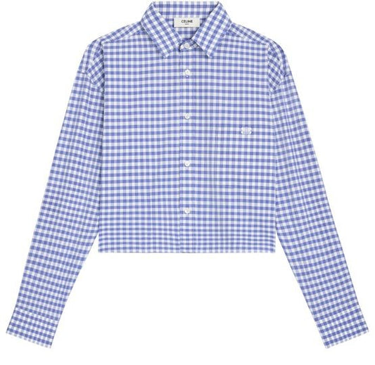 CELINE Cropped shirt in vichy cotton - Image 1