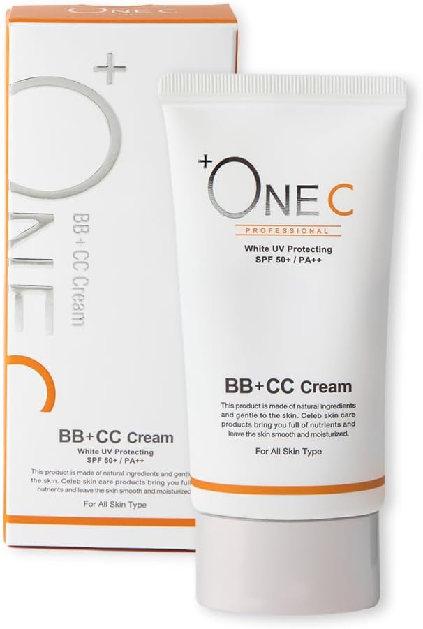 +ONEC BB+CC Cream Foundation, 1.4 oz (40 g), BB Cream, CC Cream, Tone Up, Sunscreen, UV Protection, UV Rays, SPF50+, PA++, Moisturizing, Sensitive Skin, Glossy Skin, 20s, 30s, 40s, 50s