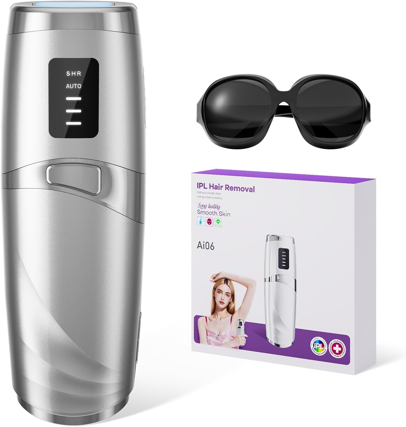 レーザー脱毛器 LIJAI IPL 脱毛器 レディース メンズ 999,999点滅 痛くない 長持ち 自宅で 8分で脱毛 脇 脚 腕 ビキニライン シルバー