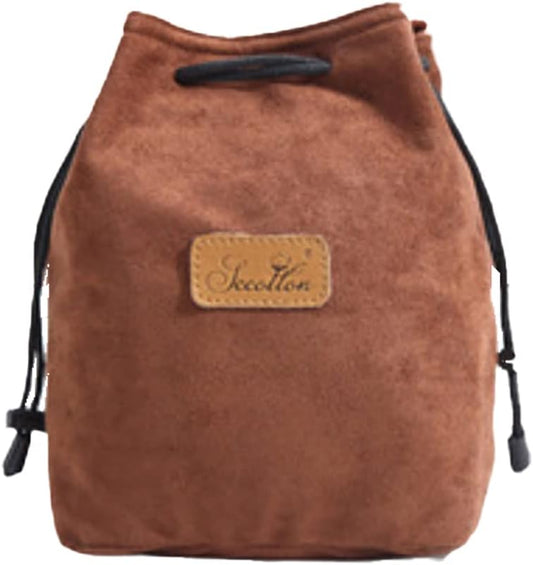 FUPUONE Camera Storage Pouch, Lens Case, Drawstring Bag, SLR Digital Camera, 5 Colors, Braun, Stylish