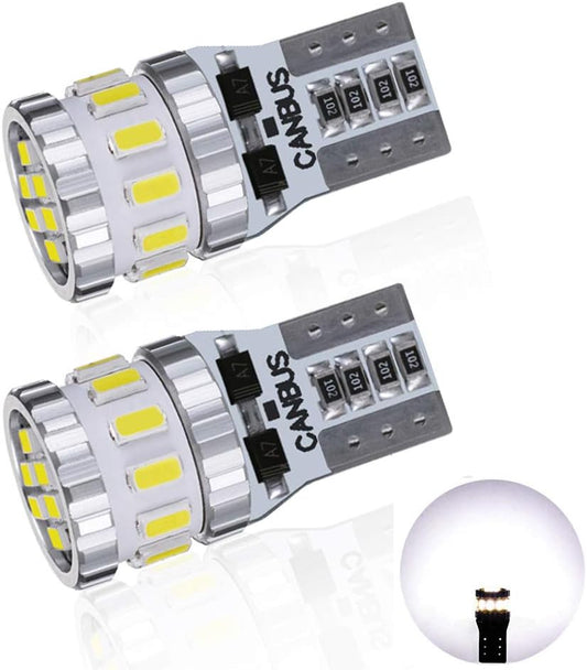 T10 LED White Explosive Light, 2 Pieces, Built-in Canceller, LED T10, Compatible with Vehicle Inspection, 3014 LED Chips, 18 Rows of DC 12V Vehicles, Position/License Lamp/License Lamp/Room Lamp (Set