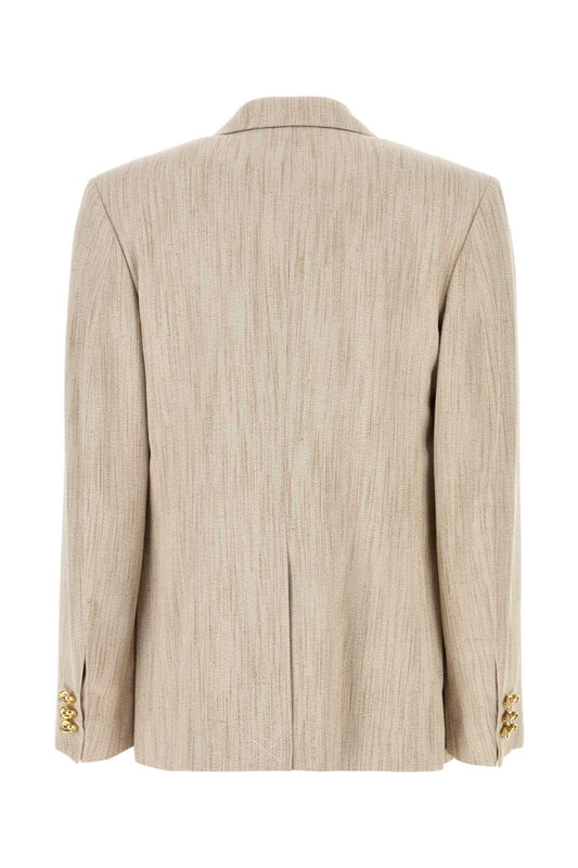 Bottega Veneta Melange Sand Viscose Blend Blazer - Image 1
