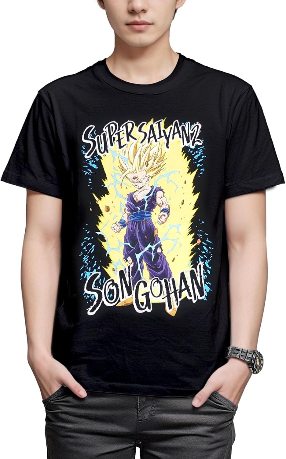 Finplus Dragon Ball Super Saiyan Gohan Character Short Sleeve T-shirt, Short Sleeve