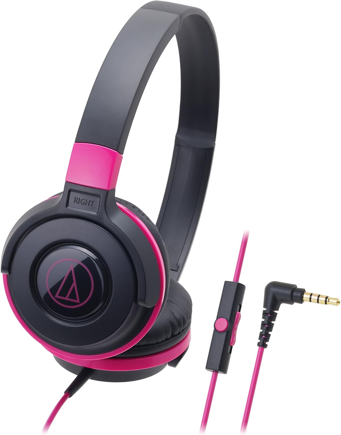 Audio-Technica ATH-S100iS BPK Wired Smartphone Portable On-Ear Headphones STREET MONITORING Black Pink