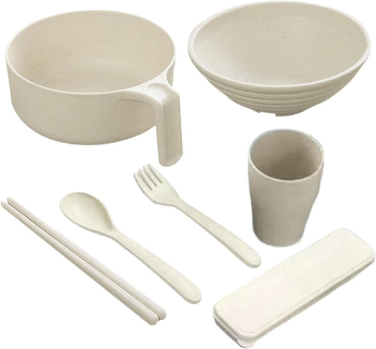 Ramen Bowl Set, Ramen Pot Set | Ramen Noodle Microwave Bowl Set with Chopsticks Spoon for Instant Ramen, Pho, Udon, Soba, Noodles