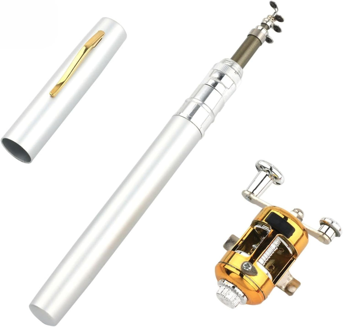 HOTQ Fishing Rod with Reel, Simple Fishing Rod Set, Fishing Mini Telescopic, Pen Type Rod, Introduction to Fishing, Advanced Fishing, Beginner Fishing
