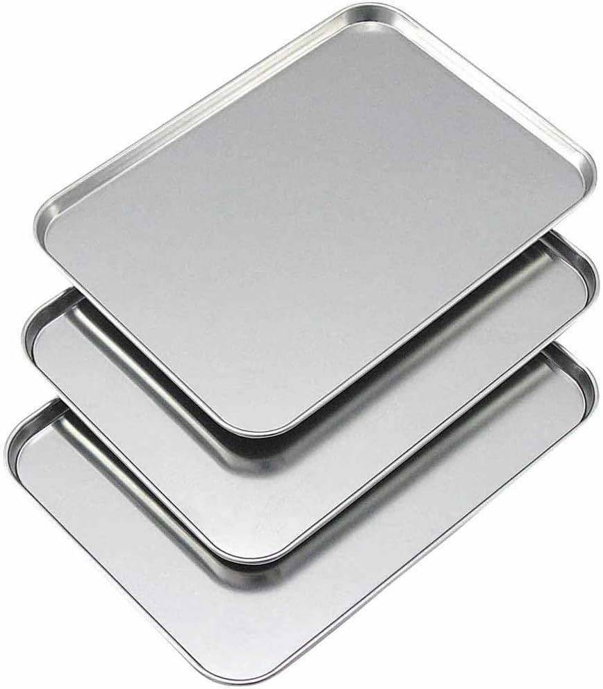 Shimomura Kihan 34625 Shallow Stainless Steel Trays, for Food Preparation, Tsubame Sanjo, Made in Japan, 7.3 x 10 inches (18.5 x 25.5 cm), 3-Piece Set