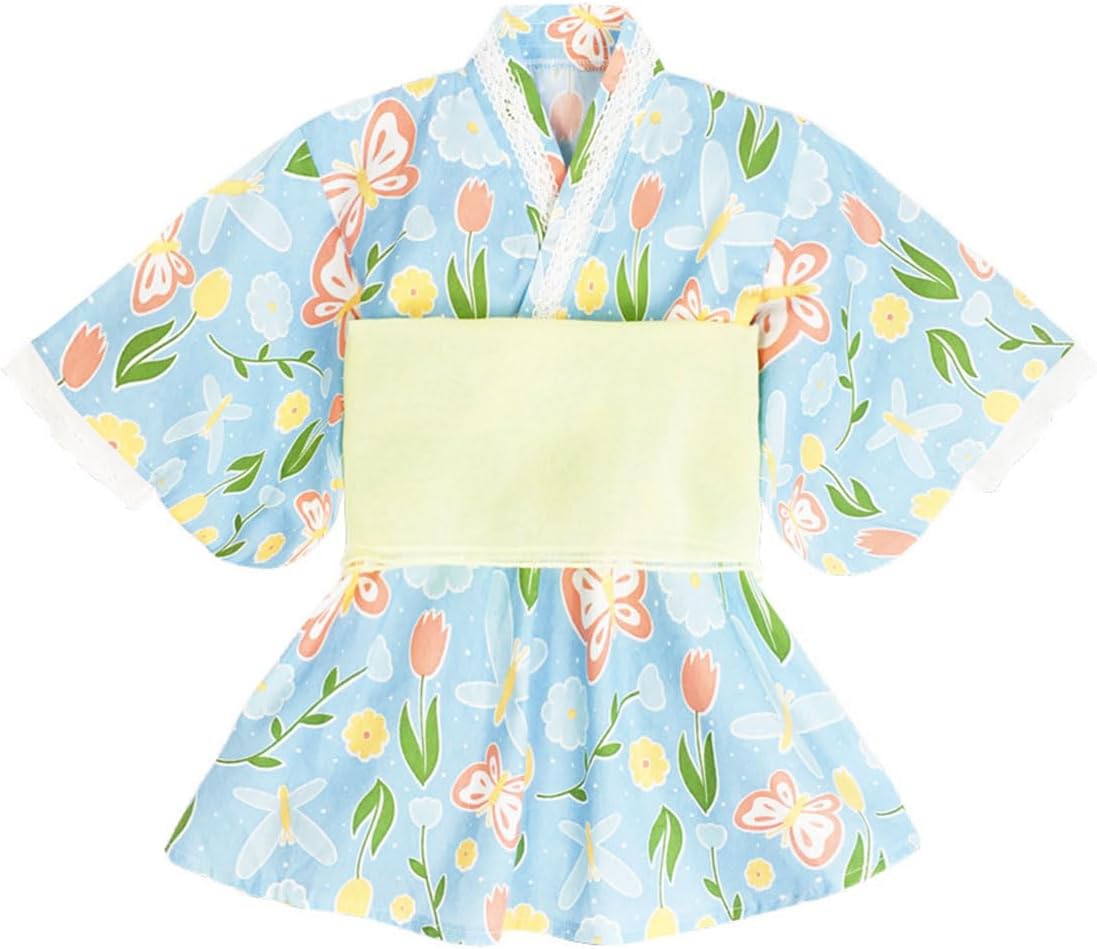 SLINX HF01 Children’s Yukata, Girls, Babies, Kids, Summer Festivals, Kimono, 2-Piece Set, Belt Set, Dress, Includes Obi Belt, Fireworks Festivals