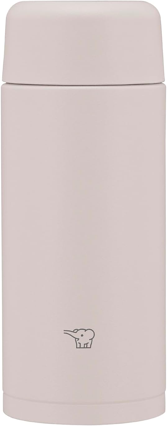 Zojirushi Water Bottle, 250ml 【Easy to Hold Slim Type】 Dishwasher Safe, Seamless Lid, Only 2 Parts to Wash, Compact, Thermal Insulation, Screw-on Mug, Sheer Gray SM-MS25-HM