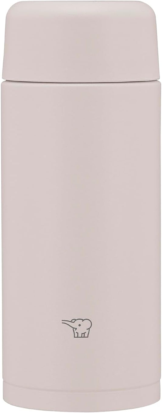 Zojirushi Water Bottle, 250ml 【Easy to Hold Slim Type】 Dishwasher Safe, Seamless Lid, Only 2 Parts to Wash, Compact, Thermal Insulation, Screw-on Mug, Sheer Gray SM-MS25-HM