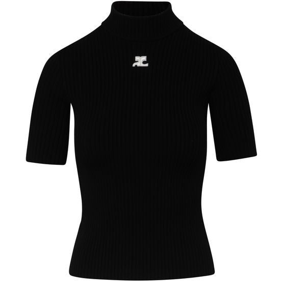 COURREGES 半袖リブニットセーター - Image 1