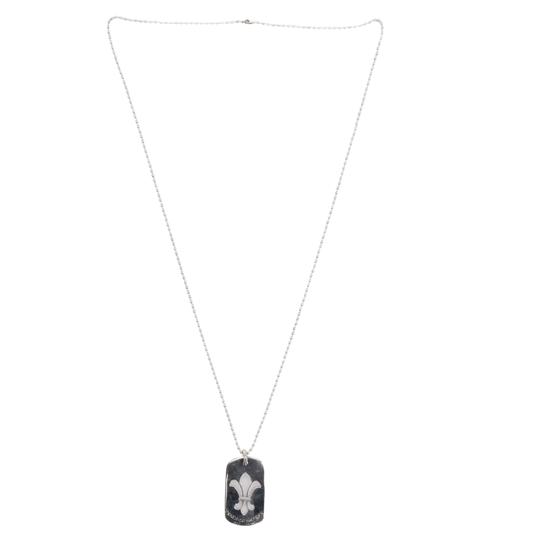CHROME HEARTS 'FLEUR DOG TAG' SILVER PENDANT BALL CHAIN NECKLACE
