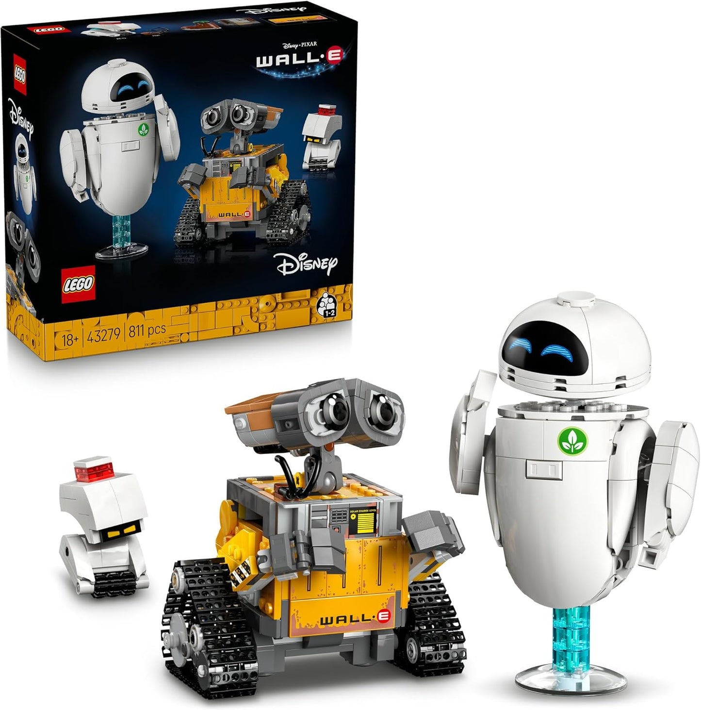 LEGO Disney & Pixar Wall-E & Eve Toy Building Block, Birthday Gift for Men and Women, Space Theme, Disney Merchandise, 43279