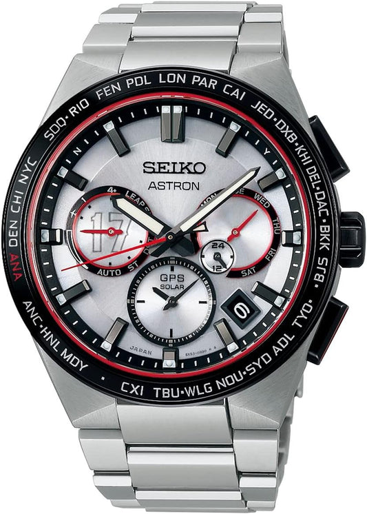 Seiko Astron Shohei Otani 2022 Limited SBXC125 Wristwatch, GPS, Solar, Radio, Angels, Team Color, Scarlet, Gray, For Core Shop, Bracelet Type
