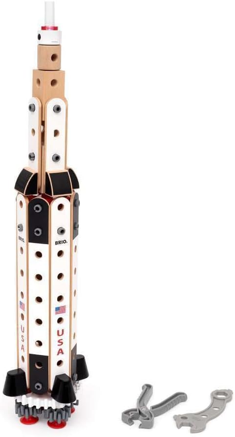 Brio (ブリオ) Builder Apollo Saturn V 34607, Suitable for Ages 3 and Up, 91 Pcs. Total, [Toy, Wooden Toy, Building Block, Construction Play, Role Play, Gift (Birthday/Christmas)]