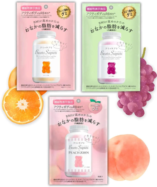 ベアーズサプリ グミ 60g×12袋 3種アソート（ぶどう・オレンジ・ピーチ風味）美味しく続けるサプリグミ