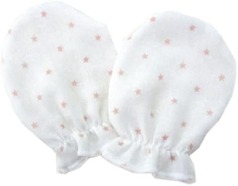 Made in Japan◇ Newborn Gauze Mittens 1 Pair (Pink) Star Pattern, Scratch-Resistant, Baby, Breathable, Gauze Material, Thin, Spring, Summer, Autumn, Winter, All Seasons