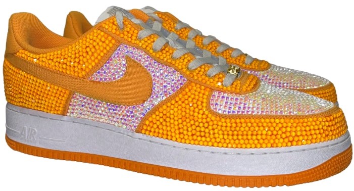 BOSSI 'ORANGE AND WHITE' RHINESTONE SNEAKERS