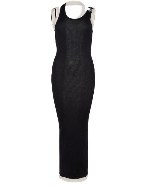 JEAN PAUL GAULTIER Cotton ribbeed twisted double layer sleeveless dress - Image 1