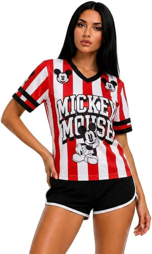 Mad Engine Womens Soccer Jersey - Cute V Neck Graphic Soccer Shirt Women | Officially Licensed Mickey Mouse Minnie Mouse Star Wars Lola Bunny & NASCAR Jersey Shirts for Women (XS-XXL)