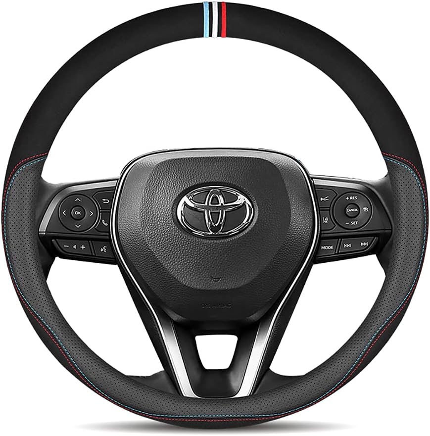 Toyota Steering Wheel Cover, Steering Cover, Mini Car, Compact, Minivan, Sedan, Hatchback, Sports Car, Wagon, SUV, Sport, GR/GR Sport, Light Truck, Punching Leather Mesh Design, Interior, High