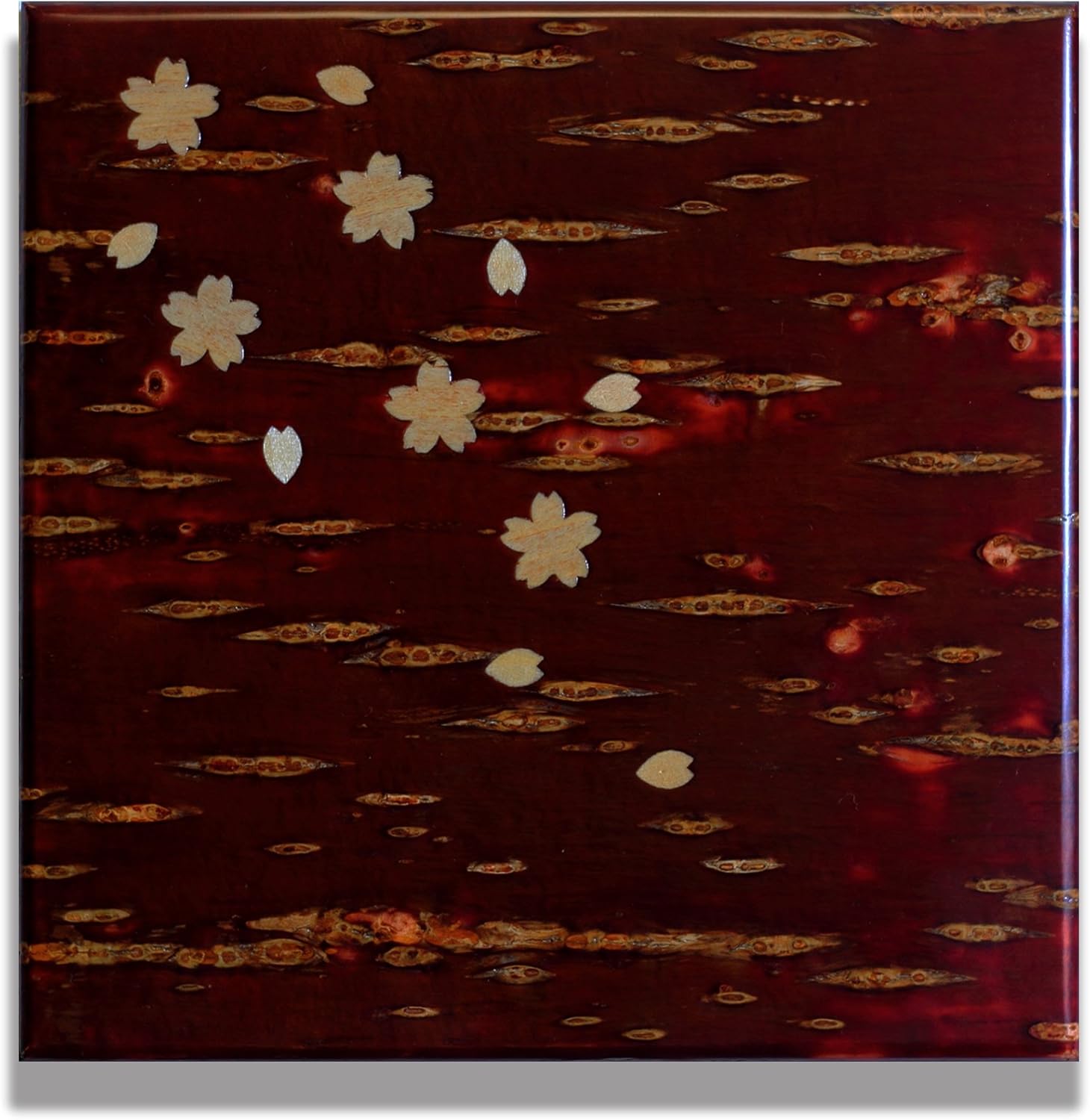 Sakura Leather Craft Birch Craft Wall Decor Cherry Blossom Pattern Interior Natural Materials Panel Art Traditional Crafts Japanese Modern