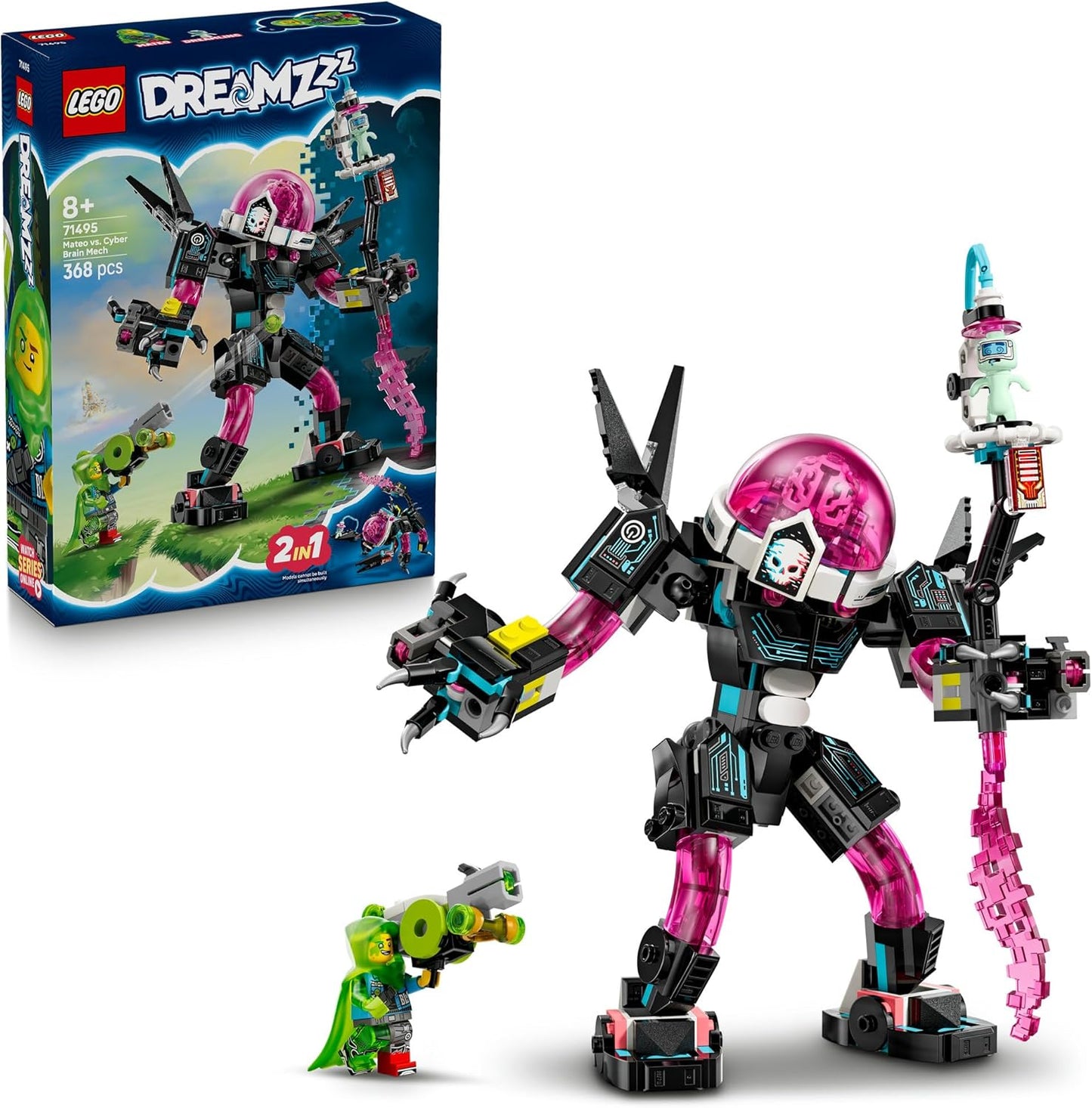 Lego 71495 Dreams Mateo vs. Cyberbrain Mecha Toy, Toy, Birthday Present, Blocks, Boys, Girls, Children, 8, 9, 10, Elementary School Students, Competition, Robot, Science