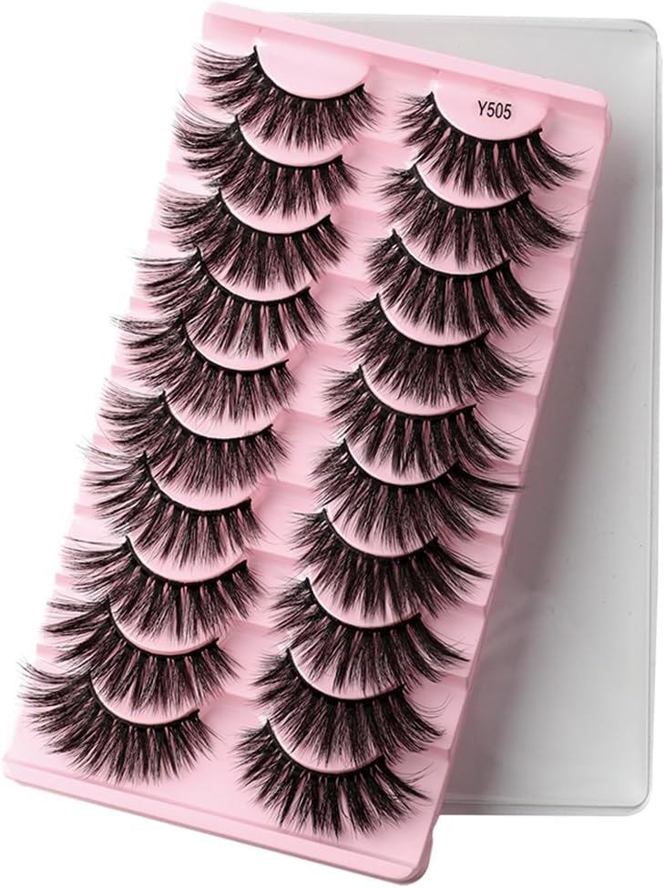 ロングプラス 10ペア つけまつげ フェイクミンク アイラッシュ 超濃密 手作り 舞台用 日常化粧 ロング まつげ (Y505)