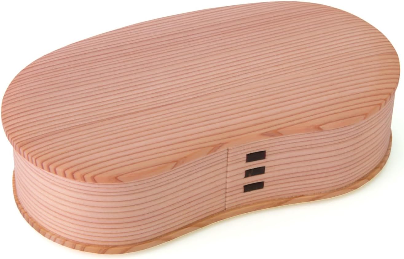 Odata Kousha 2531 Akita Cedar "Bent Wappa" Bento Box, Single Tier, Diameter Approx. 6.7 x Height 1.8 inches (17 x 4.5 cm), Capacity Approx. 13.2 fl oz (390 ml), Magewaba, Made in Japan