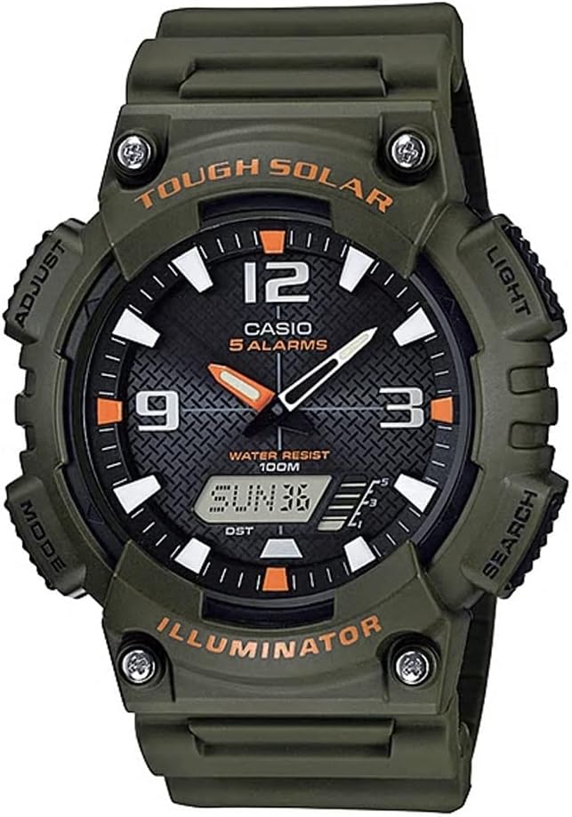 Casio AQ-S810 Series Tough Solar Analog Digital Quartz Wristwatch, Men's, Overseas Model, Military Green AQ-S810W-3AV