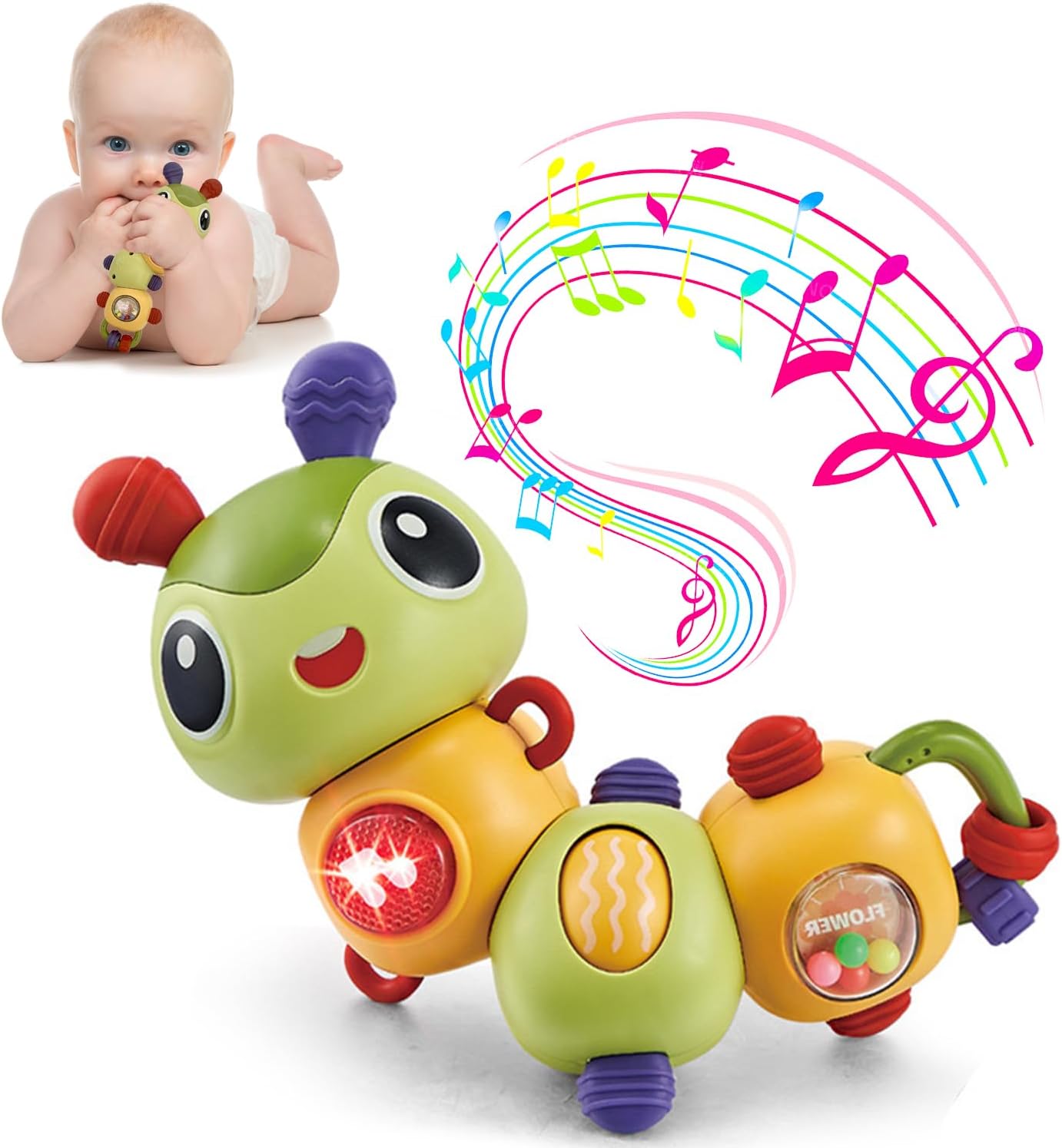 Baby Toy, Educational Toy, 0, 1, 2, 3, Rattle, Insect, Light, Music, 360° Rotation, Boys and Girls, Baby Shower, Birthday Gift, Christmas