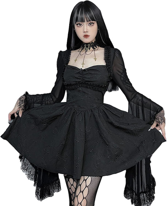 Women's Halloween Cosplay, Mine Type, Gothic, Mass Production, Dress, Blouse, Costume, Costume, Witch, Vampire, Devil, Adult, Party, Event, Christmas