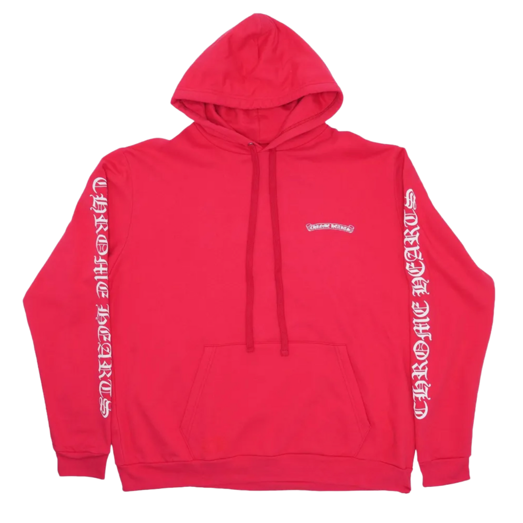 CHROME HEARTS 'SCROLL LOGO' RED/WHITE PULLOVER HOODIE
