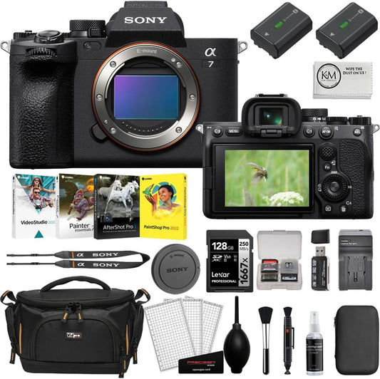 Sony a7 IV ミラーレスデジタルカメラ | 本体のみ 予備のNP-FZ100バッテリー + 128GB SDカード+写真ソフトウェア + カメラバッグ + クリーニングキット + バッテリー&充電器バンドル